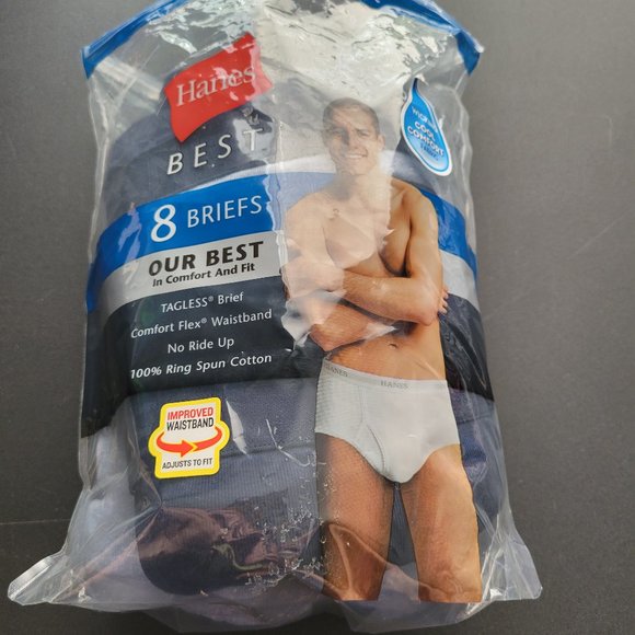 Hanes Tagless Briefs Men's 2XL 8 Pack 100% Cotton Cool Comfort Fabric NWT - Picture 1 of 4
